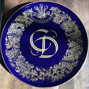 Royal Commemorative cobalt Plate Charles and Diane